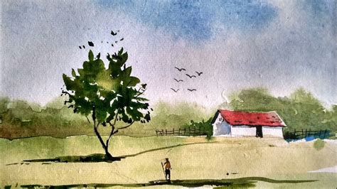 Simple Landscape Watercolor Paintings