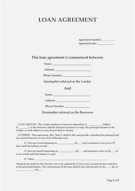 Simple Loan Contract Printable