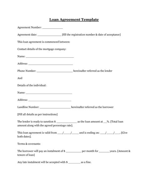 Simple Loan Document Template