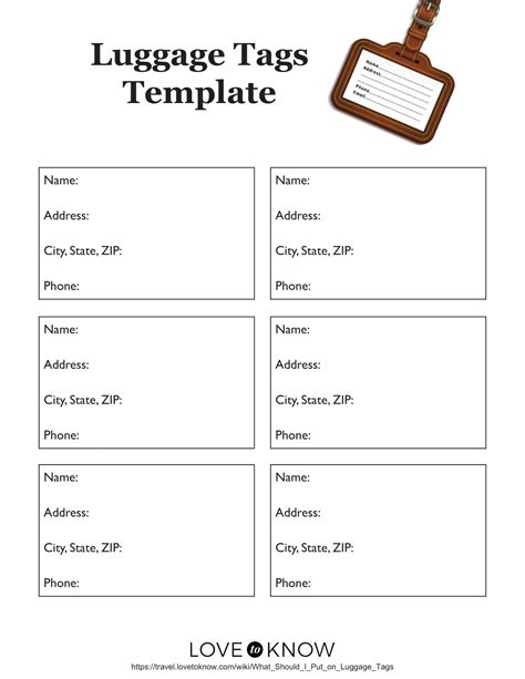 Simple Luggage Tag Template Word