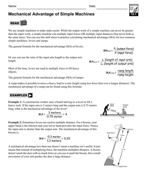 Simple Machines And Mechanical Advantage Worksheet Answer Key