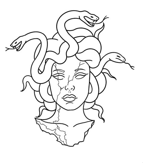 Simple Medusa Tattoo Stencil