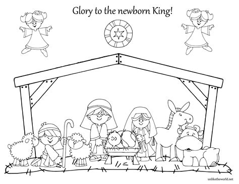 Simple Nativity Scene Coloring Pages