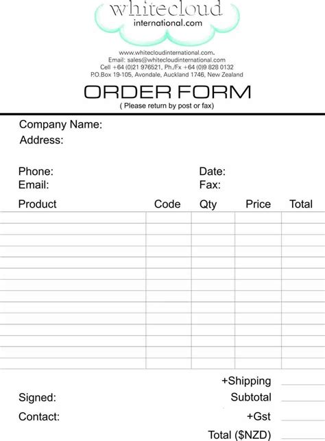 Simple Order Form Template Word — Free Download Order Form