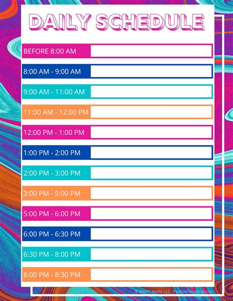 Simple Printable Daily Time Schedule