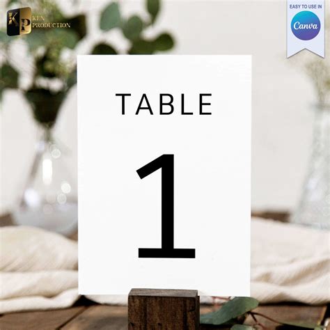 Simple Printable Table Number Cards Template