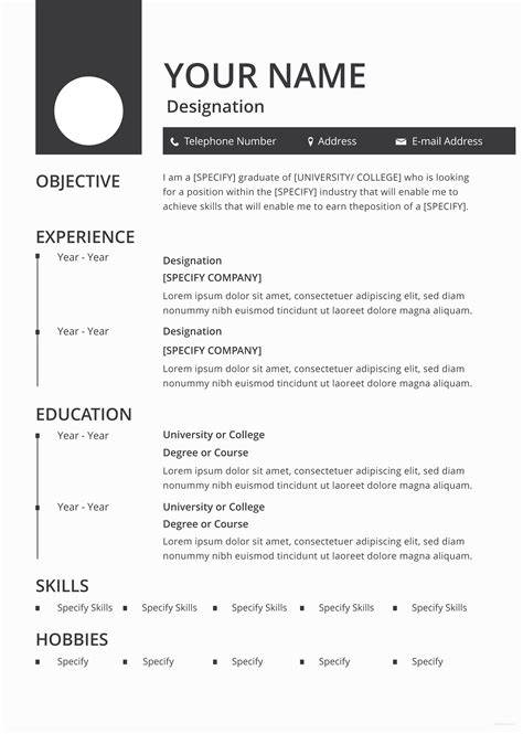 Simple Resume Template Pdf