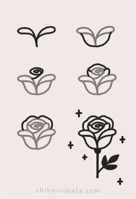 Simple Rose Drawing Doodle