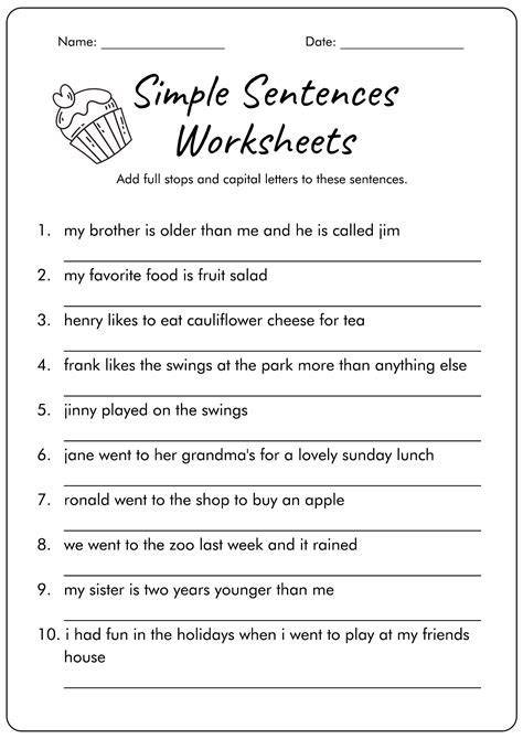 Simple Sentences Worksheet – Free Printable Practice Sheets Pdf - Great