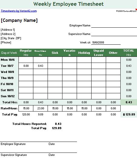 Biweekly Timesheet Templates