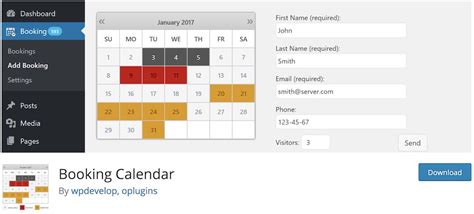 Simple Wordpress Booking Calendar Free Plugin