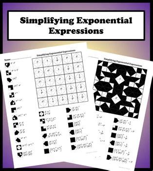 Simplifying Exponential Expressions (non variable) Color Worksheet
