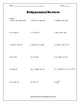 Simplifying Polynomials Worksheet With Answers
