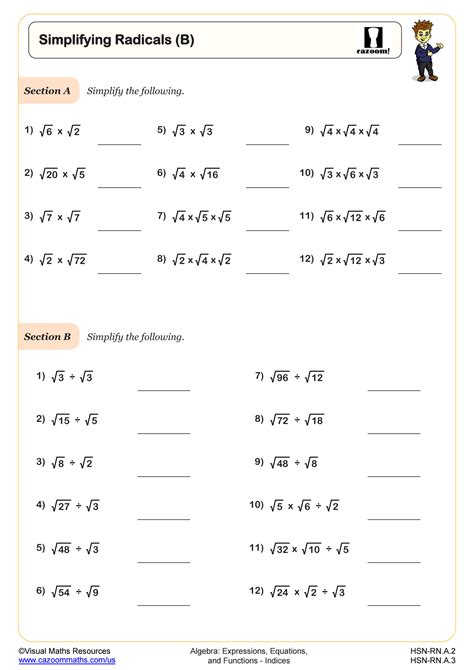 Simplifying Radicals With Variables Worksheet - Worksheet List