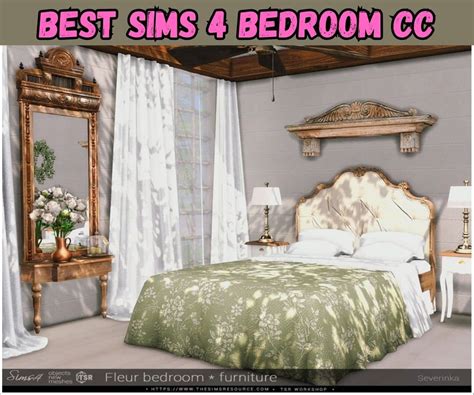 A variety of Sims 4 CC bedroom bedding options in different colors and patterns