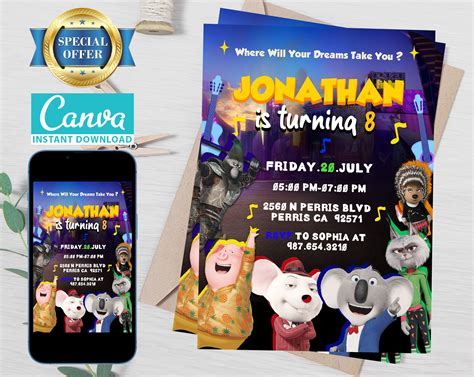 Sing 2 Invitation Template