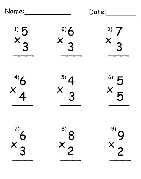 Single Digit Multiplication Practice Worksheets