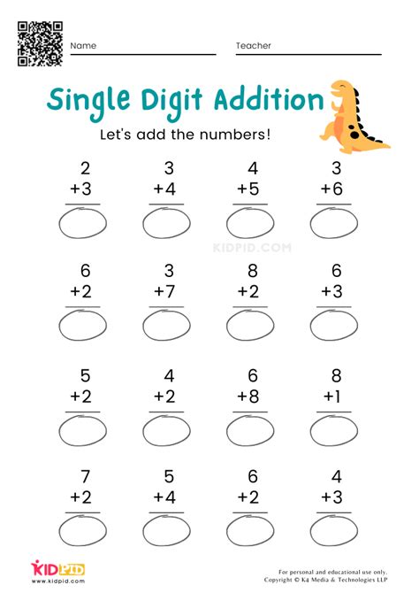 Single Digit Addition Worksheets Free