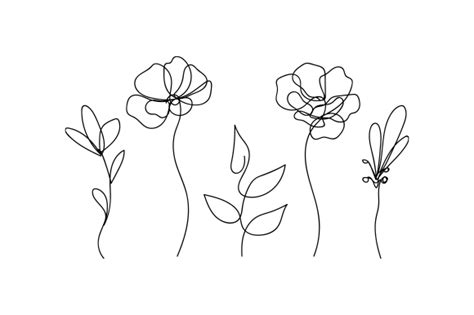 Download Single Line Flowers and Leaves SVG File - SVG Design Cut Files