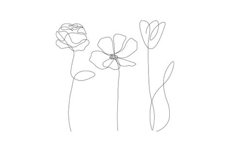 Download Single Line Flowers and Leaves SVG File - SVG Design for Cricut Machine