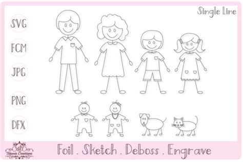 Download Single Line Stick Family Commercial Use