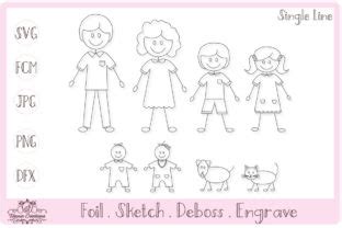 Download Single Line Stick Family Crafts