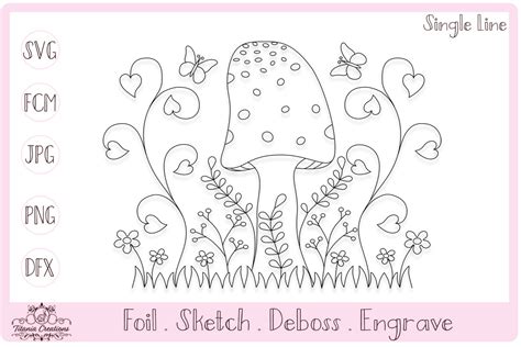 Download Single Line Toadstool Scene SVG Cut Files