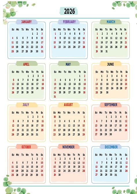 Single Page Calendar Printable
