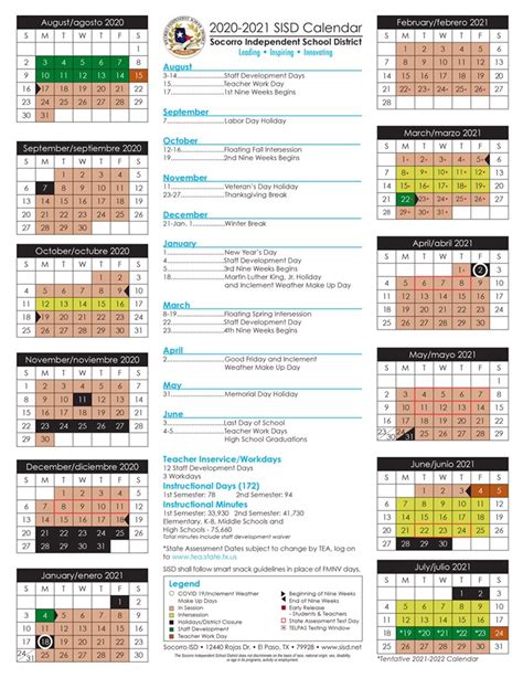 Sisd Student Calendar