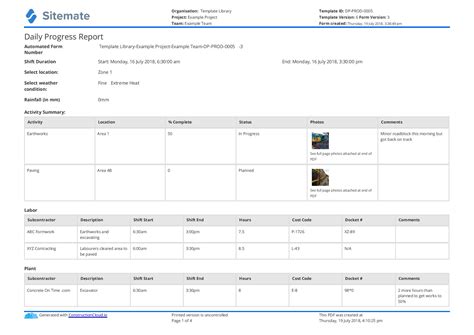 Site Progress Report Template (4