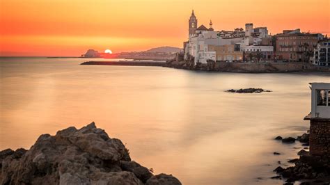 Sitges beach sunset