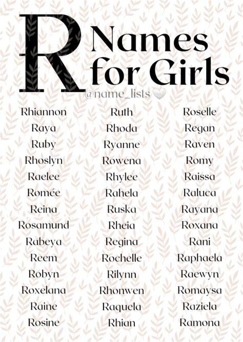 Six Letter Girl Names That Start With R