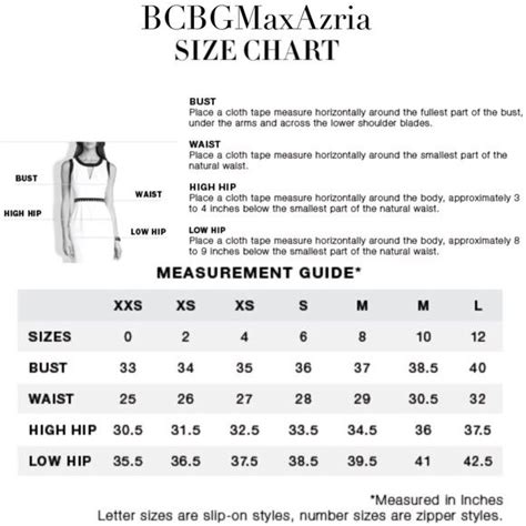 Size Chart Bcbg