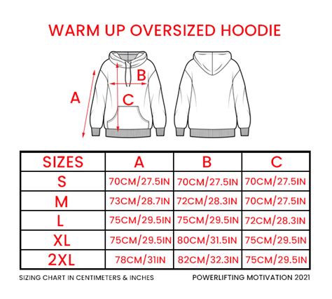 Size Chart For Hoodies