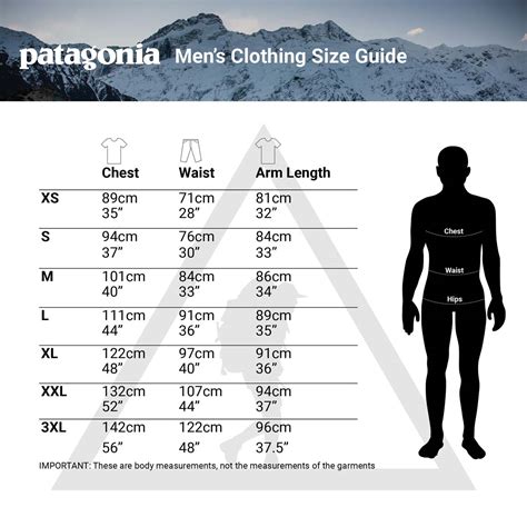 Size Chart For Patagonia Jackets