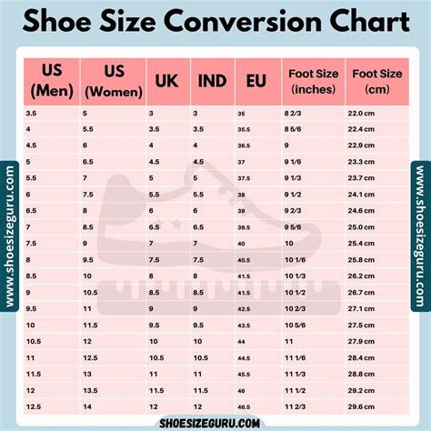 Size Shoe Conversion Chart