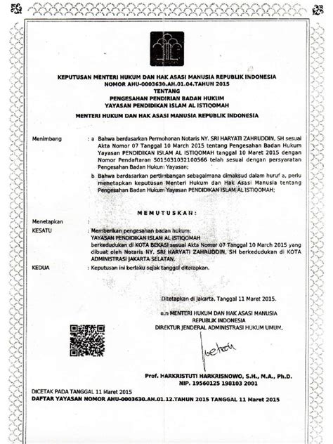 Sk Pengesahan Menkumham