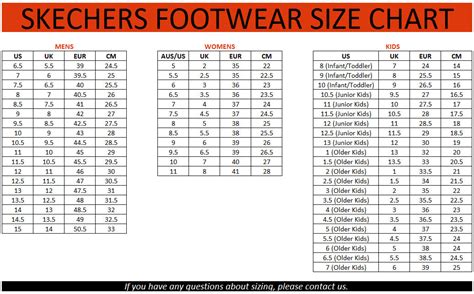 Skechers Shoe Sizing Chart