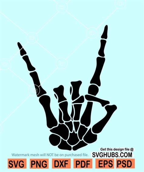 Unleash Your Inner Rebel with Skeleton Rock On Hand SVG: A Must-Have Item for Edgy Designs