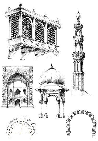 Sketch Islamic Architecture Elements
