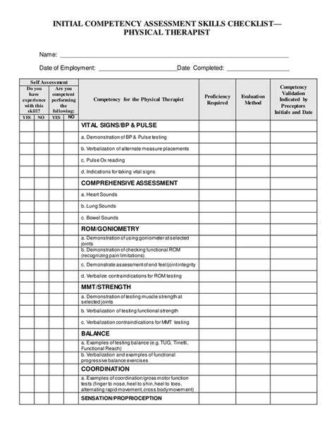 Skills Checklist Template