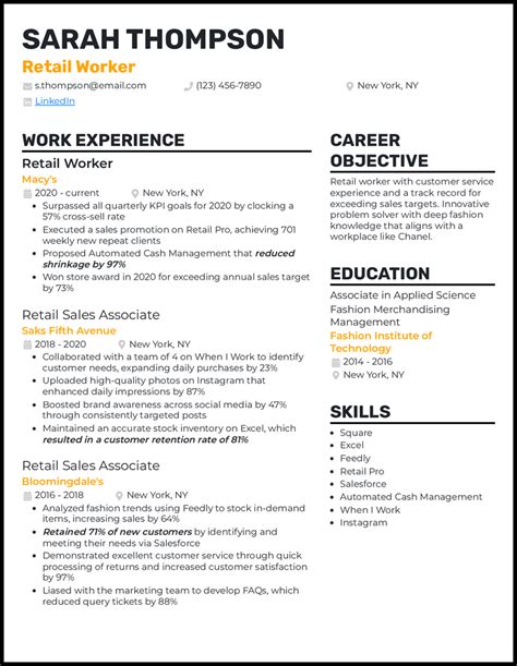 Skills For Resume Retail Job