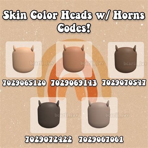 Skin Color Heads w/ Horns codes! | Roblox codes, Coding, Roblox 