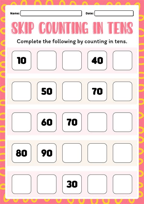 Skip Counting By 10 Worksheets