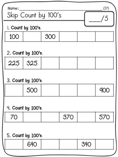 Skip Counting By 100 Worksheets