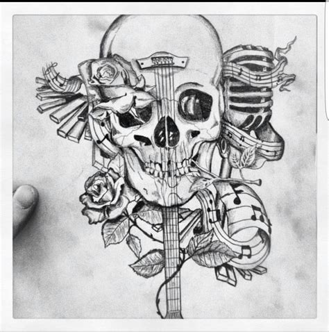 My music skull tattoo Tattoos, Skull tattoo, Portrait tattoo