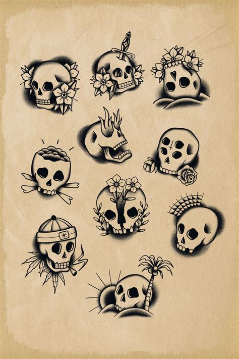 Traditional skull tattoo flash Traditional tattoo art