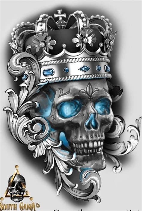 Grey Skull And Crown Tattoo Tattoo Designs, Tattoo Pictures