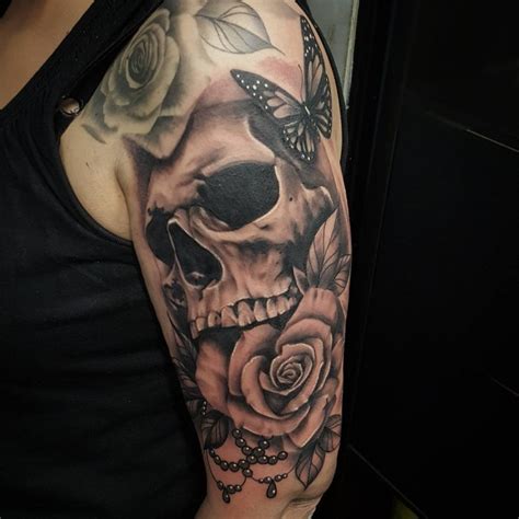 My skull and rose tattoo, start of sleeve Skull rose