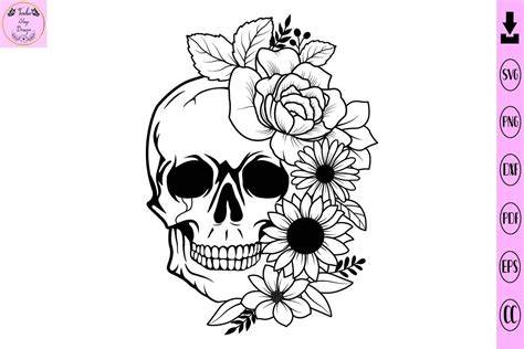 Unleash Your Dark Side with Stunning Skull Flower SVG Designs: Embrace Your Inner Rebel!